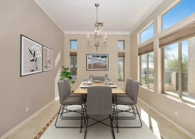 Professionally virtual-staged dining room to enhance property listing appeal for buyers and realtors.